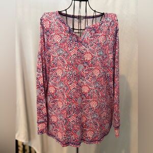 NWT Talbots Red and Blue Floral Tee